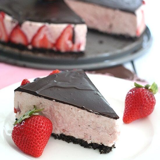 Keto Chocolate Strawberry Cheesecake