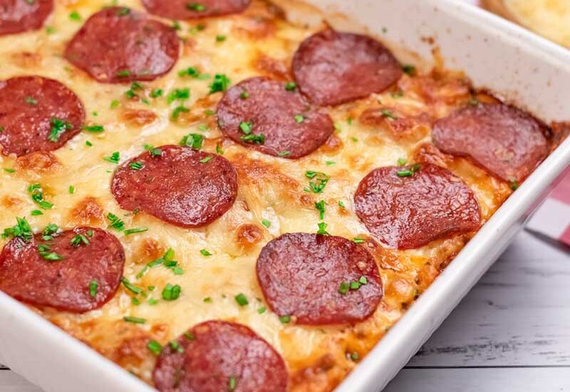 Keto Pepperoni Pizza Casserole