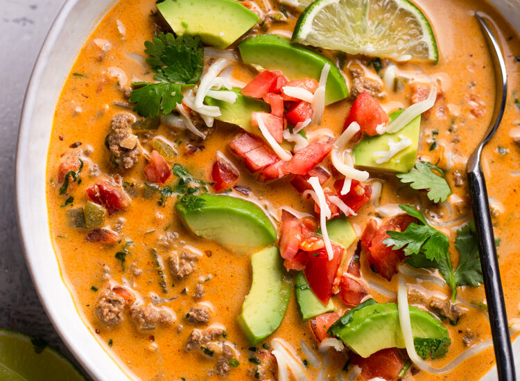 Keto Creamy Beef Taco Soup