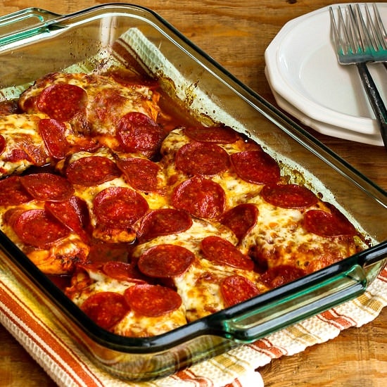 Low Carb Pepperoni Pizza Chicken Bake
