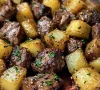 Air Fryer Garlic Butter Steak Bites and Potatoes