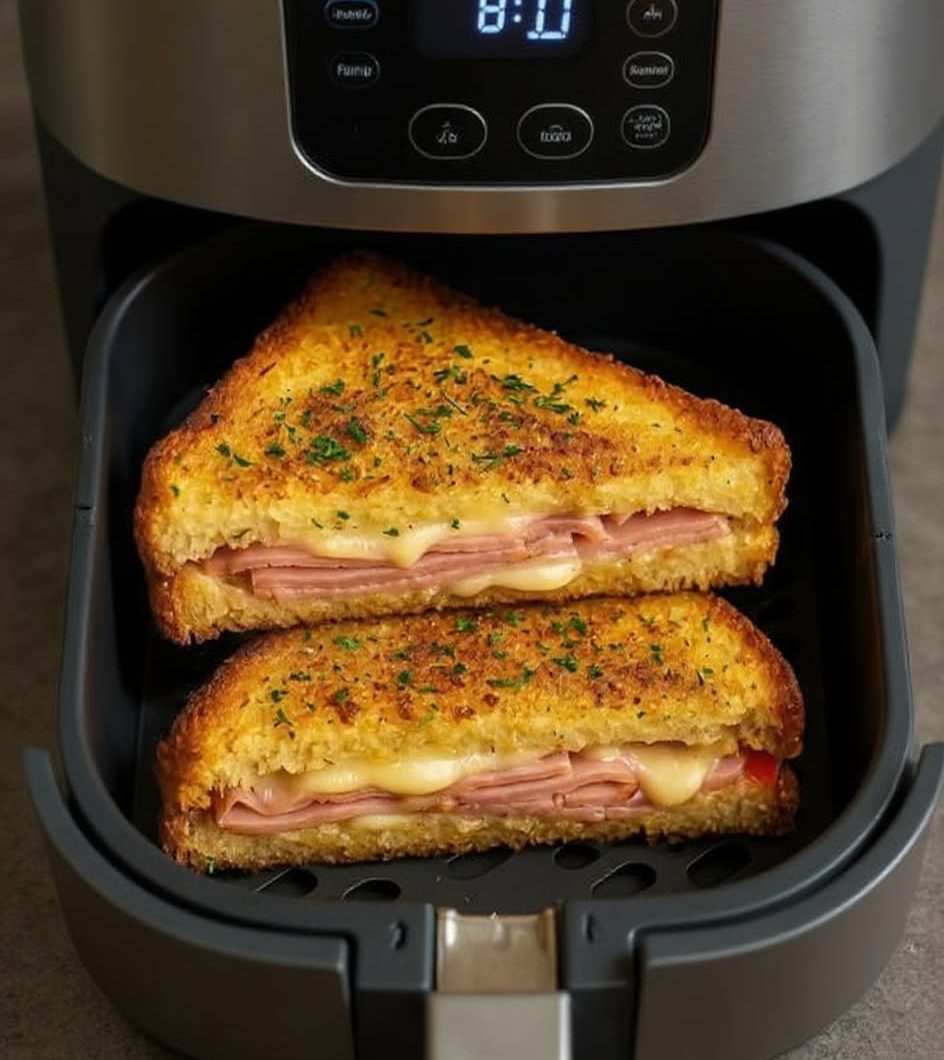  Air Fryer Cheesy Ham and Caramelized Onion Melt