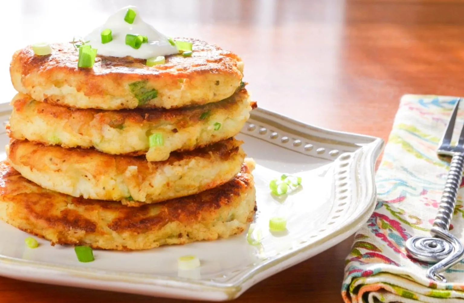 Healthy Cheesy Mashed Potato Pancakes